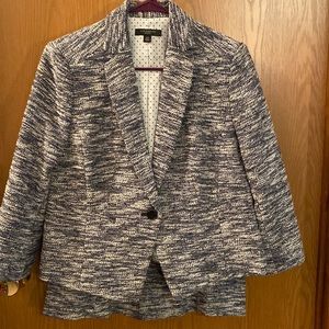Ann Taylor Blue Tweed Skirt Suit